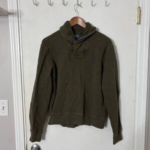 Polo Ralph Lauren Men's Shawl Collar Sweater 100% Cotton Olive Green